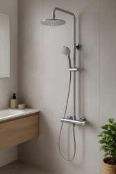 Aquadesign Valence conjunto de chuveiro termostático com chuveiro de efeito chuva cromado