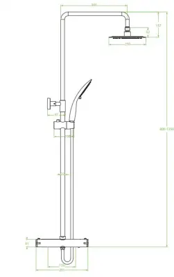 Aquadesign Valence conjunto de chuveiro termostático com chuveiro de efeito chuva cromado