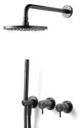 Waterevolution Flow conjunto de chuveiro embutido com termostato, chuveiro de teto e ducha manual em metal gun.