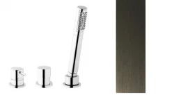 Waterevolution Flow misturador de banheira de 3 furos para montagem na borda da banheira PVD Gun Metal T138SBGME