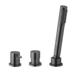 Waterevolution Flow misturador de banheira de 3 furos para montagem na borda da banheira PVD Gun Metal T138SBGME
