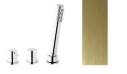 Waterevolution Flow Torneira de Banho de 3 Furos para Montagem em Borda de Banheira PVD Escovado Ouro Claro T138SBWGE