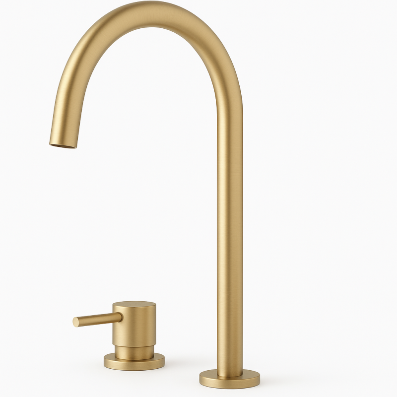 Torneira de lavatório Waterrevolution Flow de 2 furos com bico alto de 200 mm Light Gold T1122UWGE