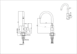 Quadri York misturador de cozinha PVD dourado fosco com bica giratória 1208955905