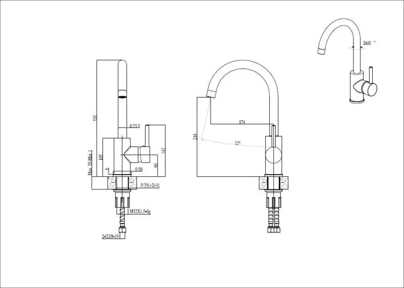 Quadri York kitchen mixer tap PVD matt gold with swivel spout 1208955905