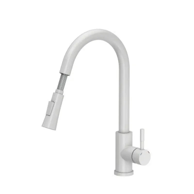Quadri Leeds torneira de cozinha com ducha retrátil de 2 estágios, acabamento branco fosco 1208955908.