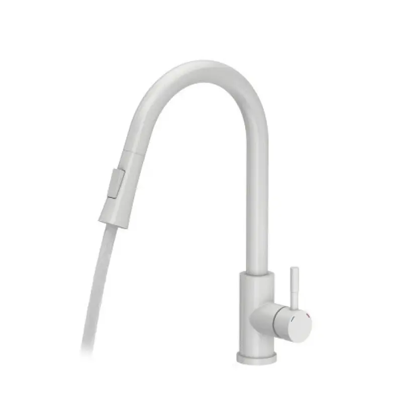 Quadri Leeds torneira de cozinha com ducha retrátil de 2 estágios, acabamento branco fosco 1208955908.