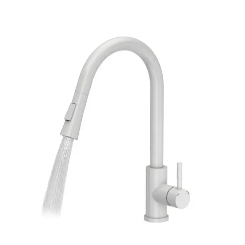 Quadri Leeds torneira de cozinha com ducha retrátil de 2 estágios, acabamento branco fosco 1208955908.
