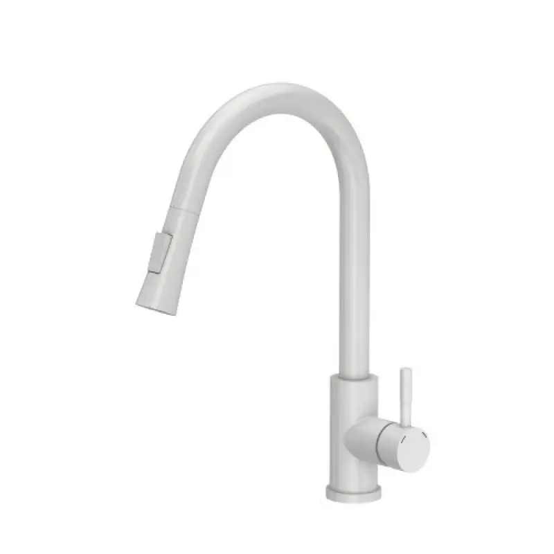 Quadri Leeds torneira de cozinha com ducha retrátil de 2 estágios, acabamento branco fosco 1208955908.