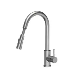 Quadri Leeds misturador de cozinha com ducha retrátil de 2 funções em aço escovado 1208955909