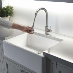 Quadri Leeds misturador de cozinha com ducha retrátil de 2 funções em aço escovado 1208955909