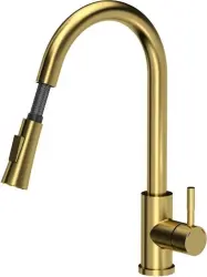 Quadri Leeds misturador de cozinha com ducha retrátil com 2 modos PVD dourado escovado 1208955910