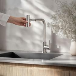 Quadri Cardiff misturador de cozinha com ducha extensível com 2 tipos de jato em aço inoxidável 1208955914