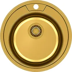 Aquadesign Ross pia redonda dourada PVD de embutir com furo para torneira 1208955921