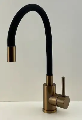 Quadri Bristol torneira de cozinha com bica flexível preta PVD cobre escovado 1208955984