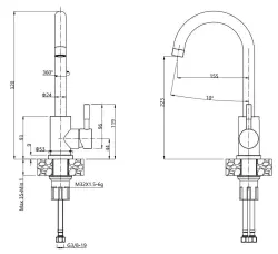 Quadri Coventry misturador de cozinha cromado com bica giratória 1208956031