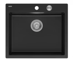 Quadri Sheffield pia embutida de granito preto 57x50cm com furo para torneira 1208956075