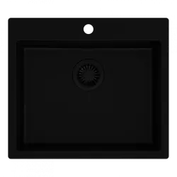 Quadri Sheffield pia embutida de granito preto 57x50cm com banco para torneira e plugue preto 1208956076