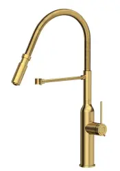 Quadri Stamford torneira de cozinha alta com bica flexível PVD ouro escovado 1208956077