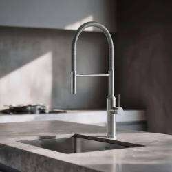 Quadri Stamford torneira de cozinha alta com bica flexível em inox 1208956080