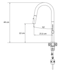 Torneira de cozinha Quadri Brighton preta fosca com bica extensível e pulverizador 1208956106