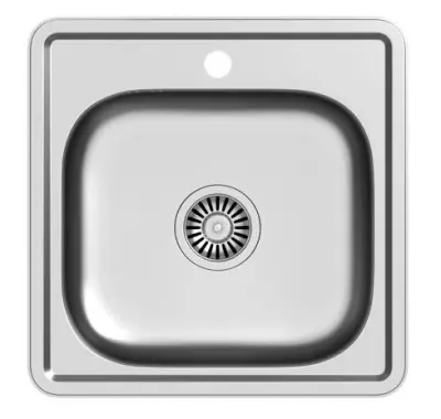 Aquadesign Basic pia quadrada em aço inoxidável 48x48cm para montagem à vista com orifício para torneira 1208956284