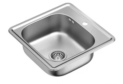 Aquadesign Basic pia quadrada em aço inoxidável 48x48cm para montagem à vista com orifício para torneira 1208956284