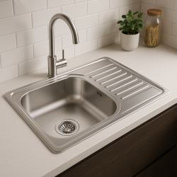 Aquadesign Basic cuba de aço inoxidável com escorredor reversível 66x42cm sobrepor 1208956285