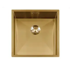 Lorreine 42WT-GOLD bancada com pia de aço inoxidável dourada 42x42cm para embutir em cerâmica ou pedra natural.