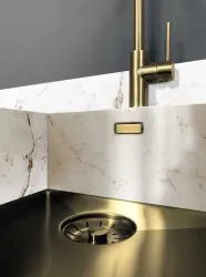 Lorreine 52WT-Copper bancada de trabalho em cobre com pia de aço inoxidável 52x42cm para embutir em cerâmica ou pedra natural