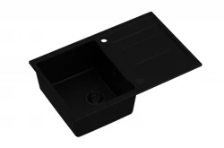 Quadri Sheffield pia embutida de granito preto com escorredor 78x50cm e tampão preto