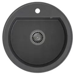 Quadri Norwich Antracite Pia Redonda de Granito 51 cm de Sobrepor - 1208956316