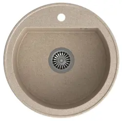 Quadri Norwich Bege Areia Pia Redonda de Granito 51 cm Sobrepor - 1208956317