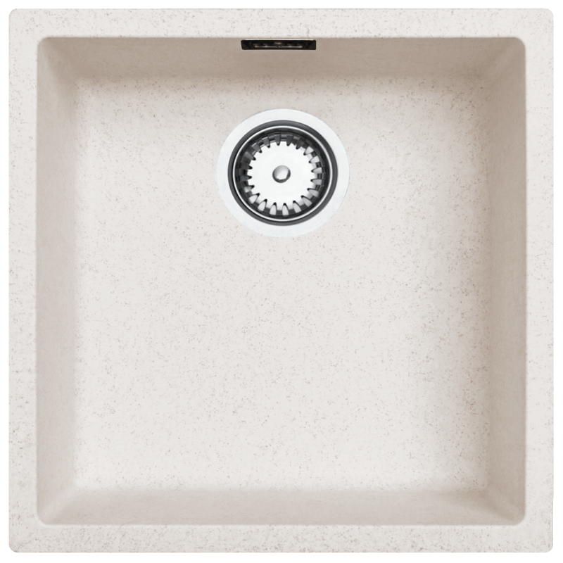 Sand cream sink 40x40cm undermount inset and flush-mounted with stainless steel plug 1208956394