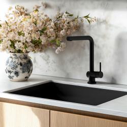 Pia preta 50x40cm para instalação embaixo, sobreposta e nivelada com plugue de aço inoxidável 1208956395