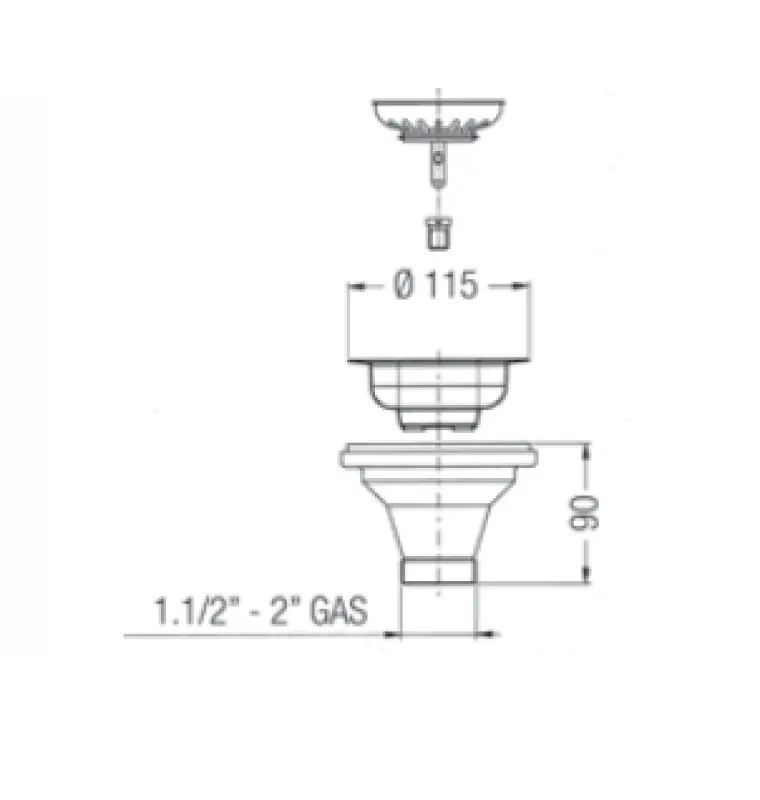 Conjunto de escoamento PB em latão clássico natural (descolorido) para pia de cozinha com válvula cesta bloqueável 1208956474