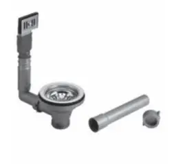 Conjunto de drenagem clássico PB em aço inoxidável com transbordo para pia de cozinha e tampa de cesto ajustável 1208956477