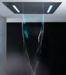 SB Square 316 Chuveiro Embutido Velvet Temptation com LED cromoterapia e cascata escovado PVD gun metal 1208956746