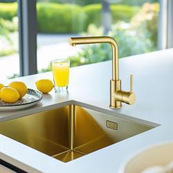 Ausmann Turt pia de ouro PVD NANO Gold 40x40 embutida, nivelada e de sobrepor 1208956938