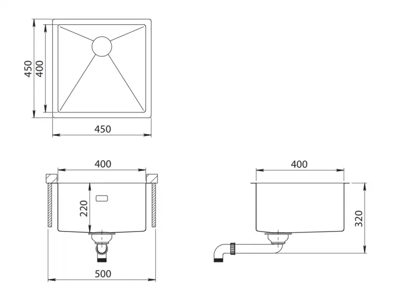 Ausmann Turt gold sink PVD NANO Gold 40x40 undermount flush-mounted and inset 1208956938