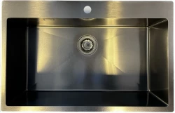 Ausmann Turt grande cuba de metal cinza pvd antracito PVD 79x50mm com furo para torneira, embutir, montagem plana e sobrepor 1208956940