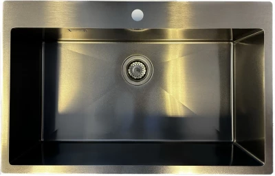 Ausmann Turt grande cuba de metal cinza pvd antracito PVD 79x50mm com furo para torneira, embutir, montagem plana e sobrepor 1208956940