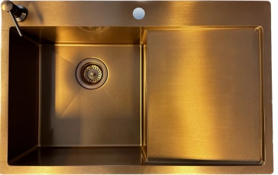 Ausmann Turt pia de cobre com escorredor à direita 780x500mm de sobrepor e embutir 1208956943
