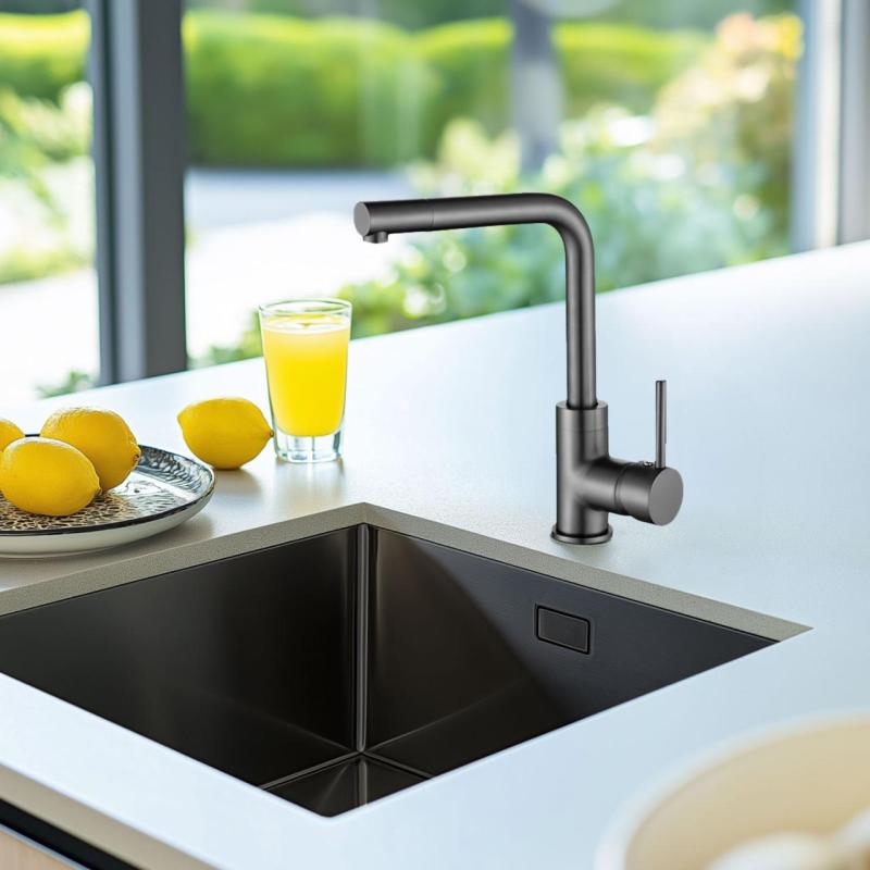 Ausmann Turt gun metal sink PVD NANO 40x40 undermount flush-mounted or inset 1208956946