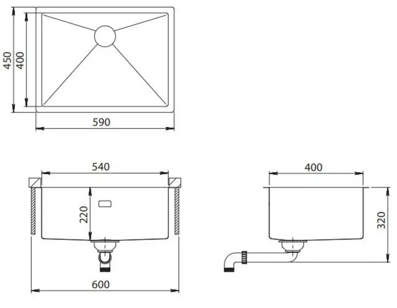 Ausmann Turt copper sink copper PVD 54x40 undermount flush-mounted or inset 1208956948