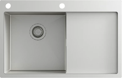 Ausmann Turt pia de aço inoxidável com escorredor à direita 780x500mm montagem de sobrepor e nivelada 1208956954