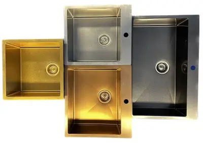 Ausmann Turt gun metal pia com escorredor à esquerda 780x500mm instalação sobreposta e nivelada 1208956956
