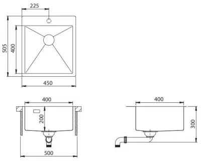 Ausmann Turt gun metal pia 450x505mm com furo para torneira, instalação embutida, semiembutida e de sobrepor 1208956960