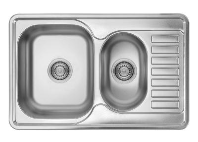 Ausmann Basic aço inoxidável 1,5 pia de sobrepor com escorredor reversível 78x50 cm incluindo sifão 1208956970