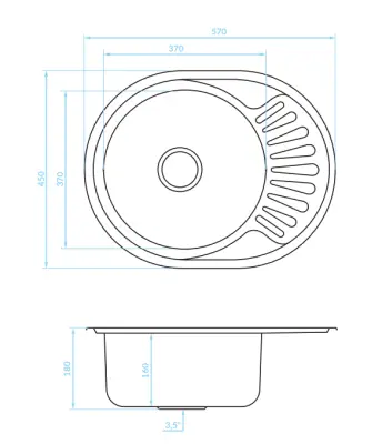 Ausmann Basic pia de aço inoxidável de montagem superior com escorredor reversível 57x45 cm incluindo sifão 1208956973